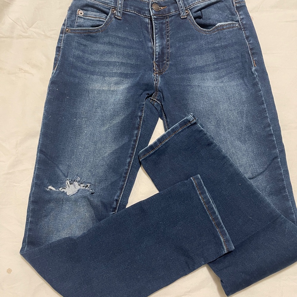 Kids Laser Distressed Blue Jeans with stretch